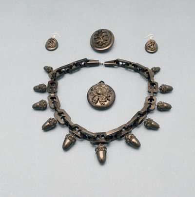 Necklace, earrings, brooch and pendant, c.1870 by English School